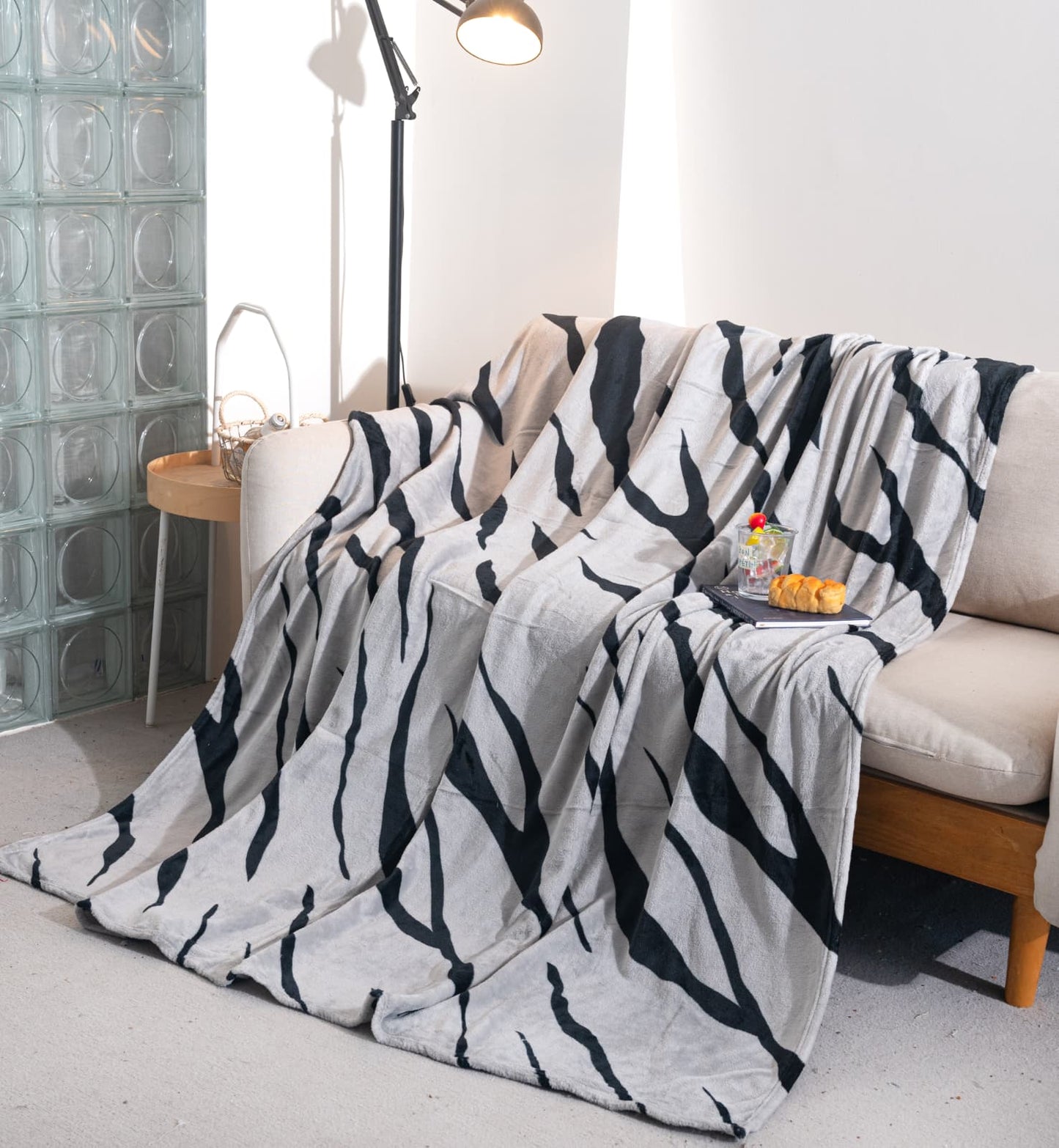 Patura Cocolino Subtire, 200x230cm, Gri/Negru-A9457