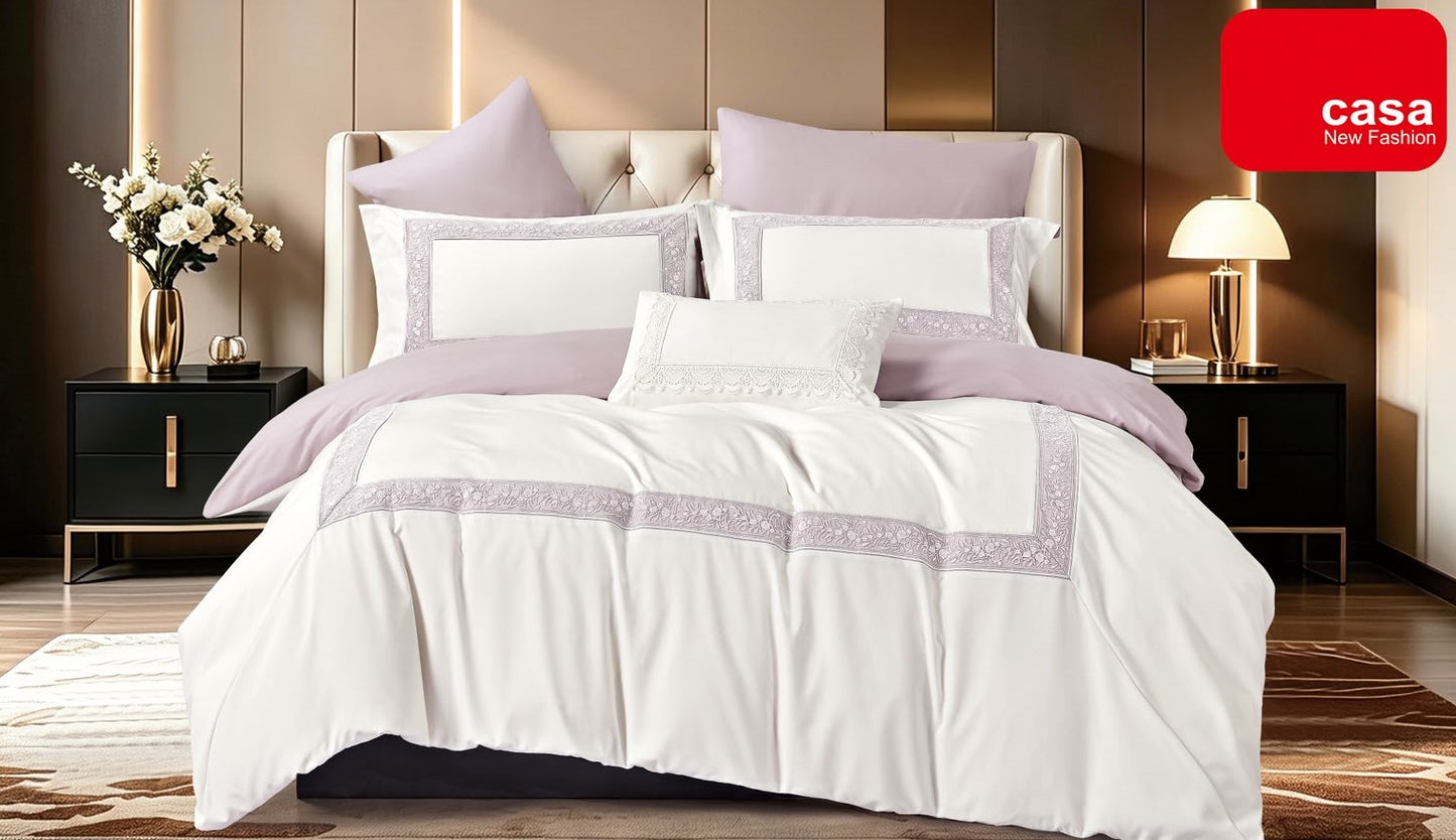 Lenjerie Luxury din Bumbac Finetat Superior, cu Broderie, 4 Piese-R11179