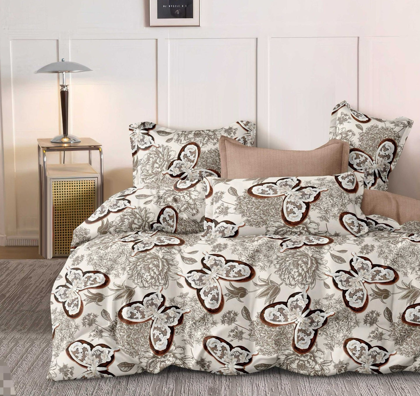 Lenjerie Pat Dublu din Finet, 6 Piese, Fluturi-D9130