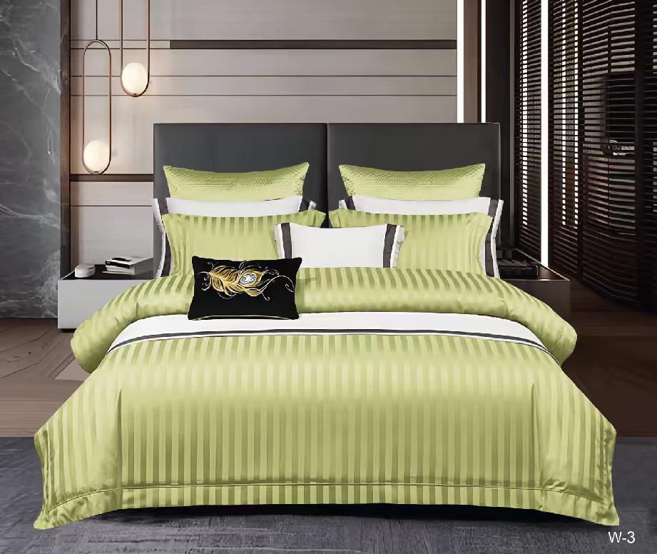 Lenjerie Bumbac Damasc Deluxe, 6 Piese cu Elastic, Verde Lime-V10708