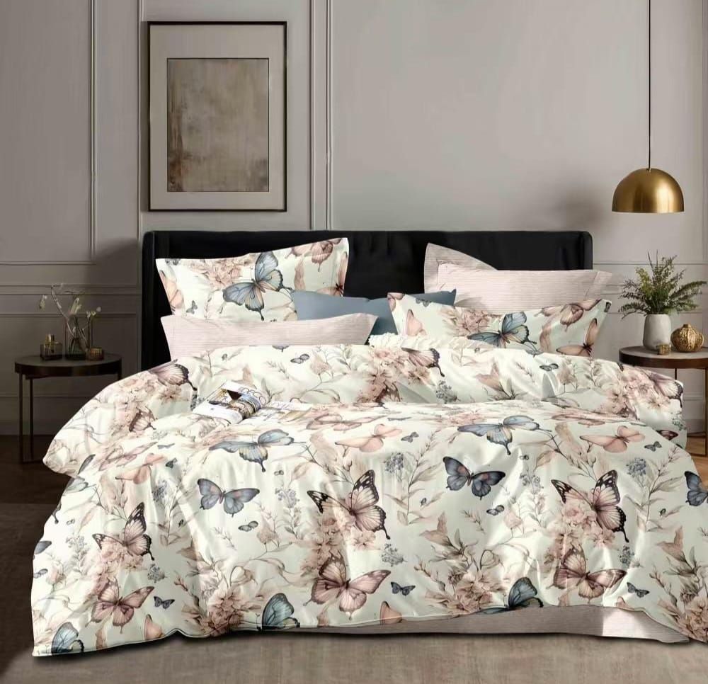 Lenjerie Pat Dublu din Finet, 6 Piese, Fluturi-D9877