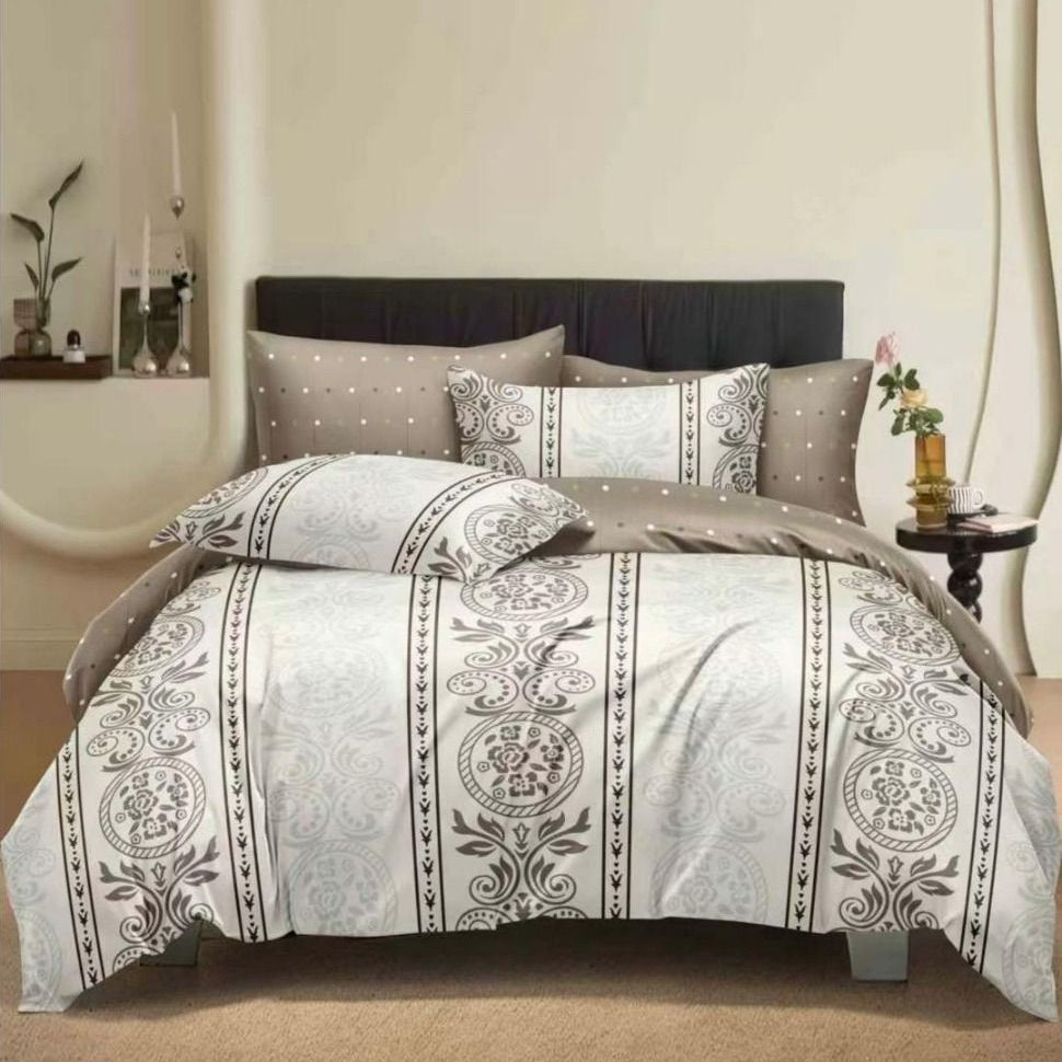 Lenjerie Pat Dublu din Finet, 6 Piese, Bej Royal-D9892