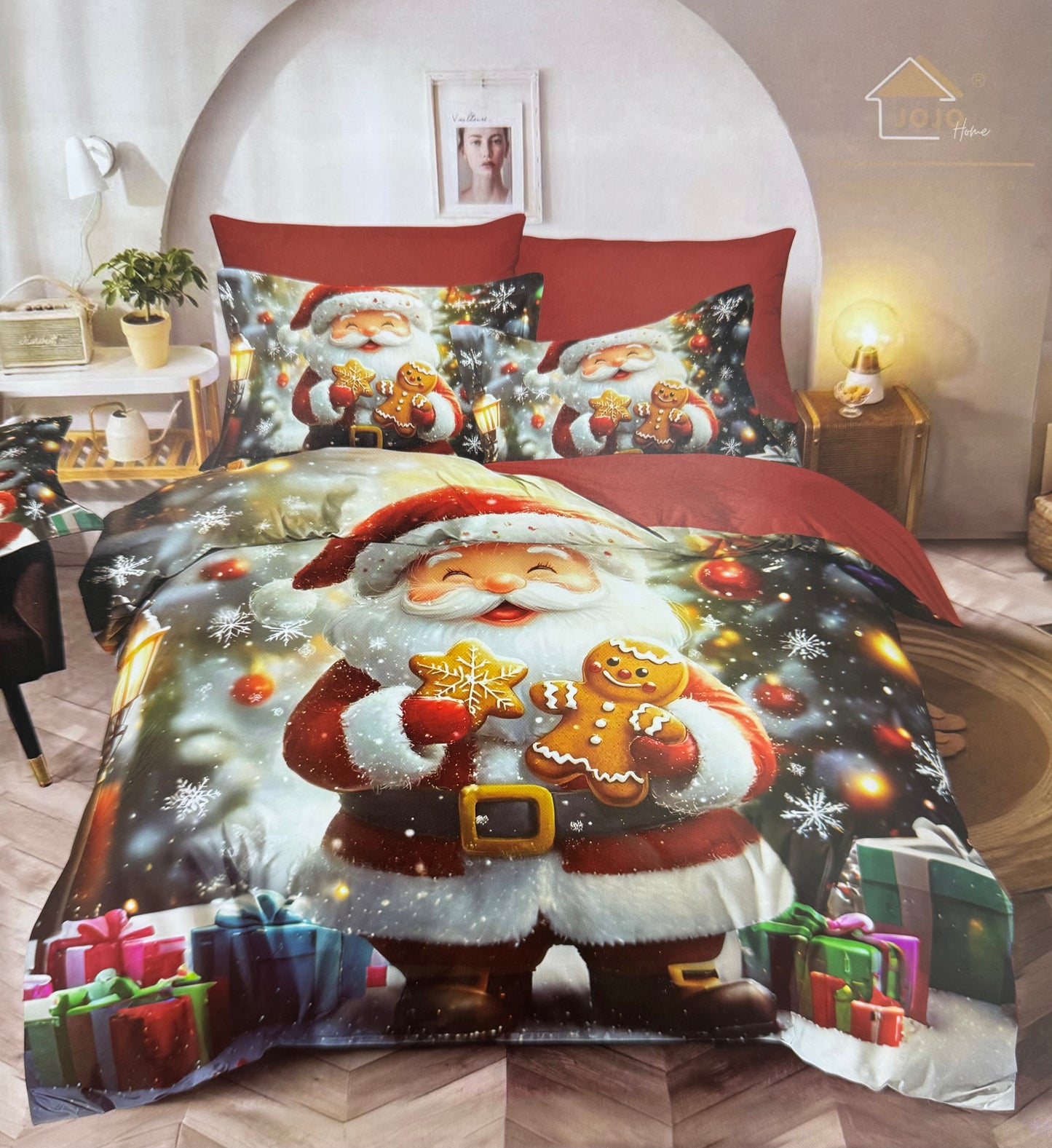 Lenjerie 5D Finet 6 Piese, cu Elastic, Imprimeu Digital Identic cu Poza, Mos Craciun-C9652