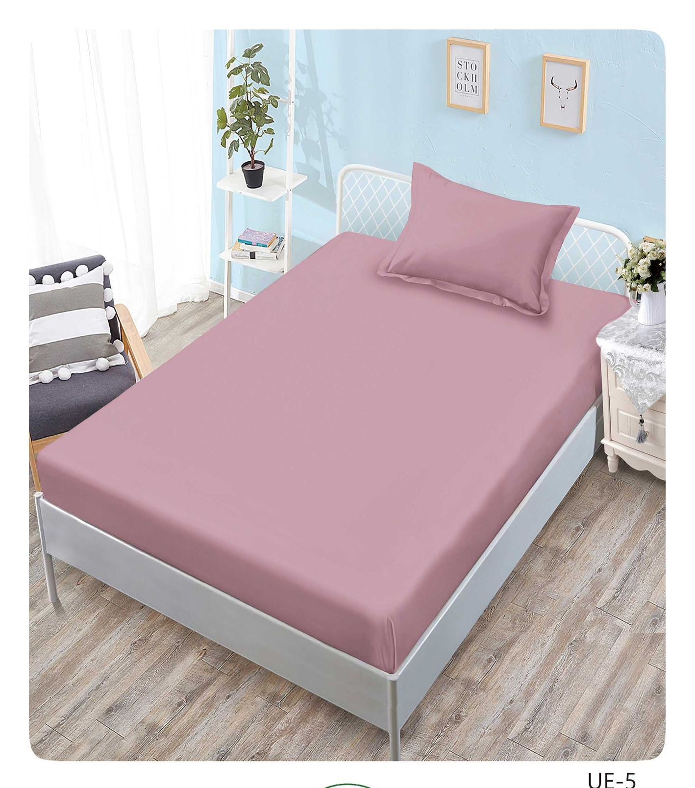 Husa de Pat cu Elastic, Finet, Pat 1 Persoana, Roz-V10471