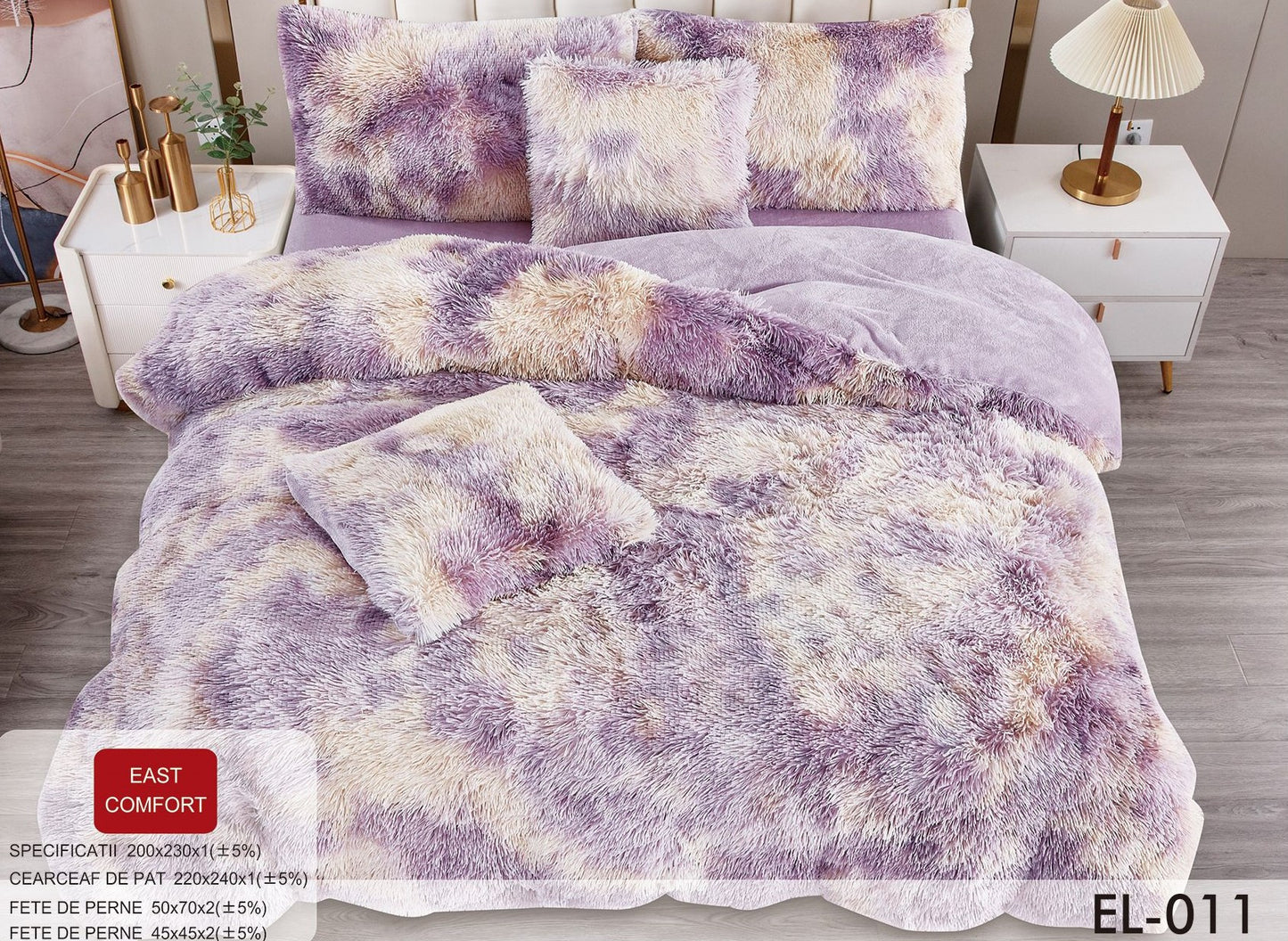 Lenjerie Cocolino Fluffy Pufoasa, 6 Piese, Lila Degrade-D8893