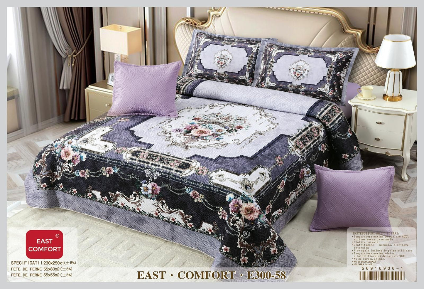 Cuvertura Matlasata din Catifea, 3D cu 5 Piese, Royal-D3473