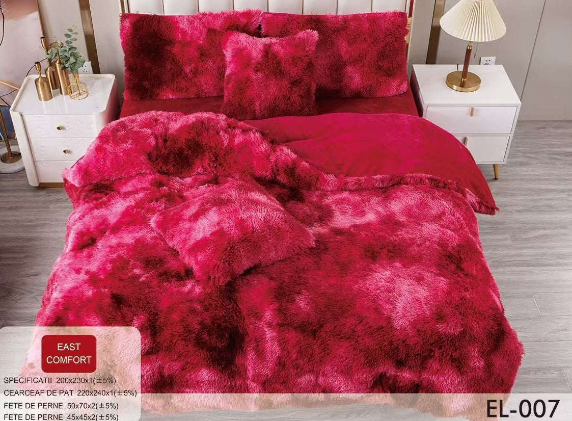 Lenjerie Cocolino Fluffy Pufoasa, 6 Piese, Grena Degrade-D8895