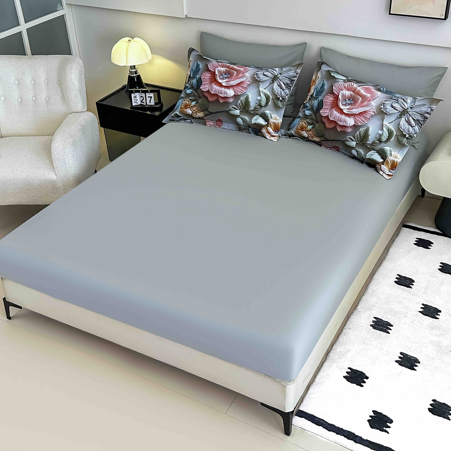 Lenjerie 5D Finet, 4 Piese, 1 Persoana, cu Elastic, Imprimeu Digital Identic cu Poza-C9790