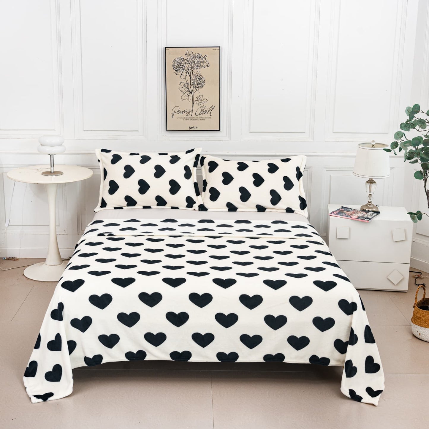 Set Patura Cocolino Moale+2 Fete de Perna 52x78cm, Inimioare-A9540