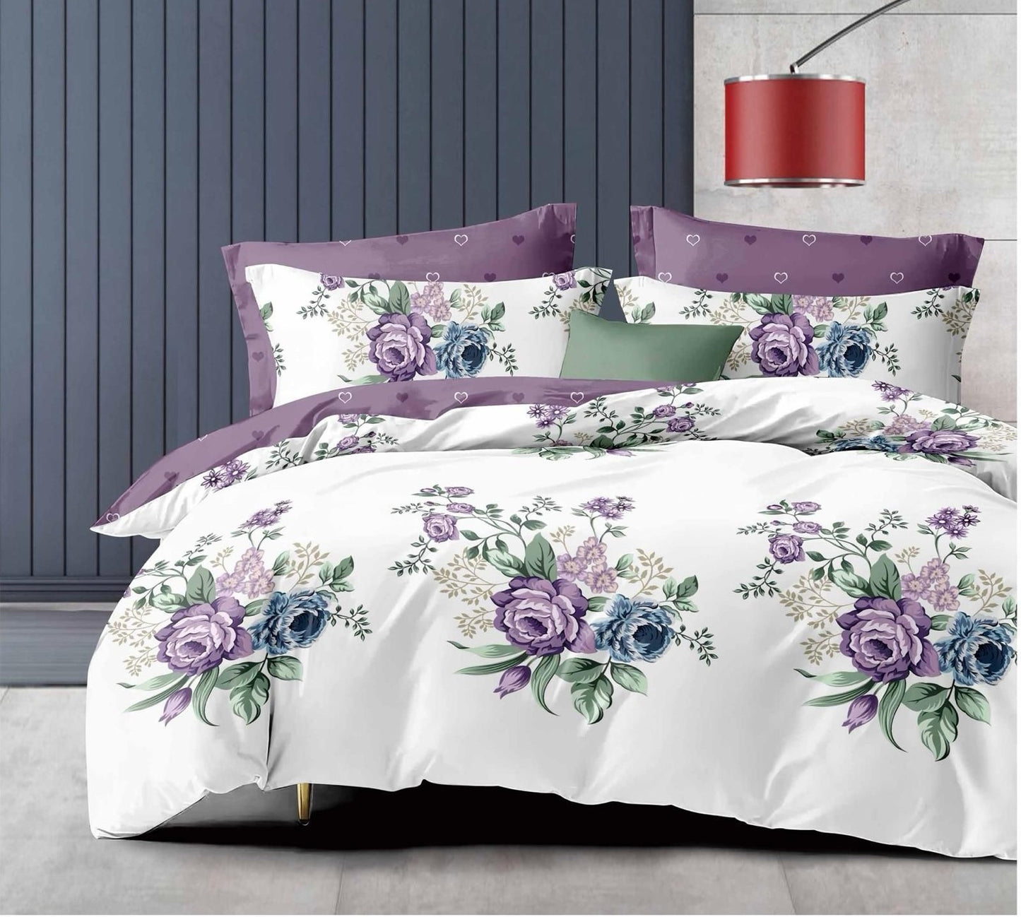 Lenjerie Pat Dublu din Finet, 6 Piese, Flori-D9133