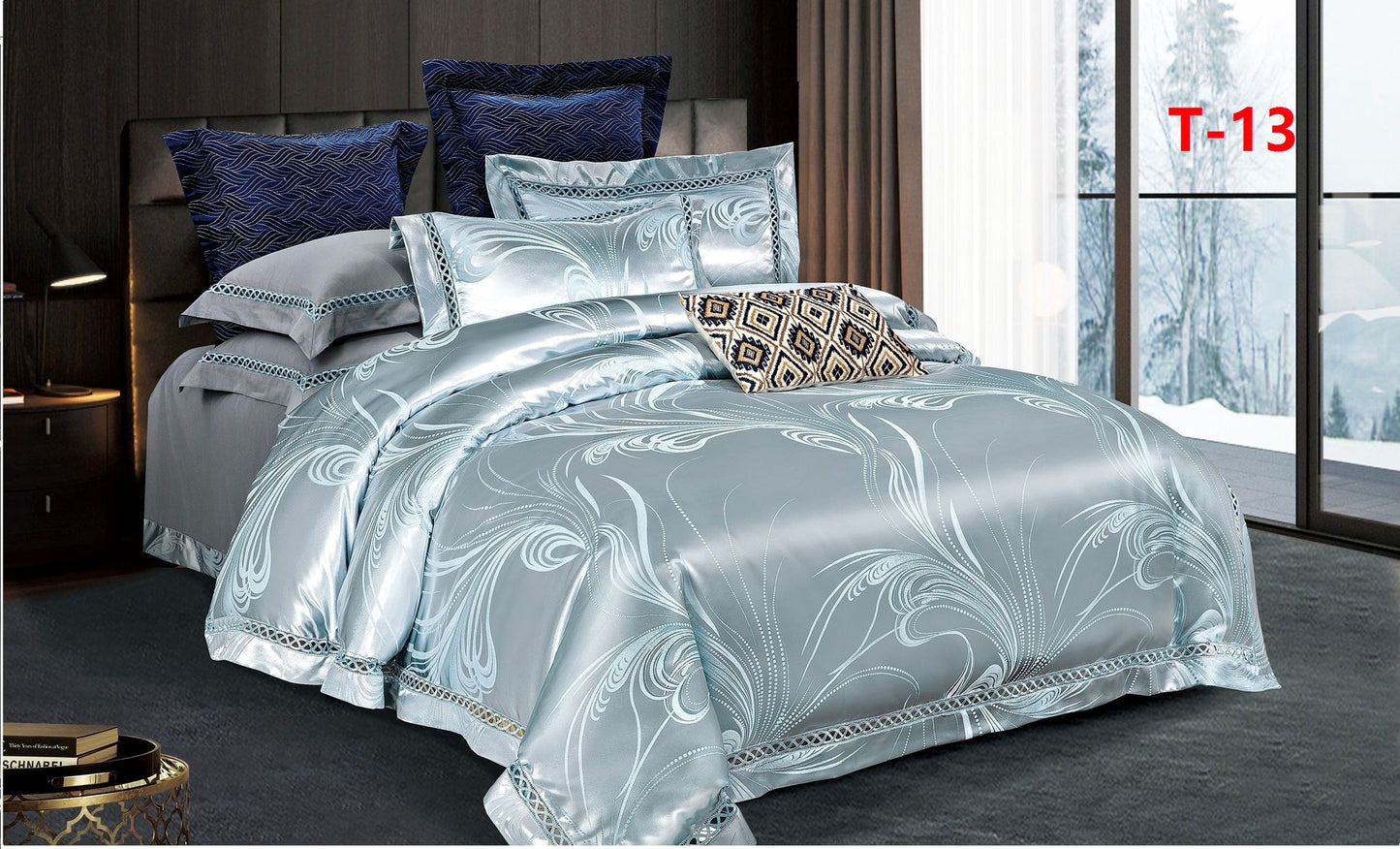 Lenjerie de pat Jacquard Satinat Premium, 6 Piese, Model Regal-V8488