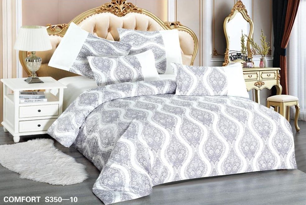 Lenjerie de Lux din Catifea, cu 6 Piese, Alba-D3476