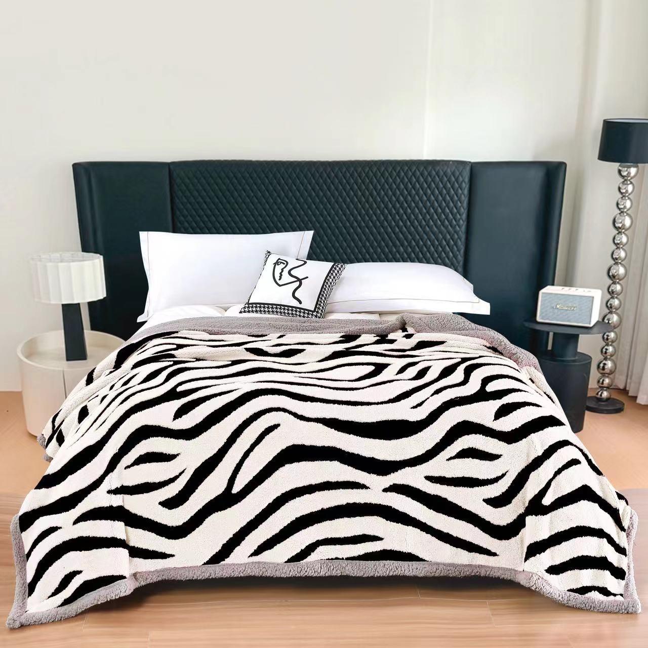 Patura Cocolino Sherpa cu Blanita, 200x230cm, Zebra Print-F9761