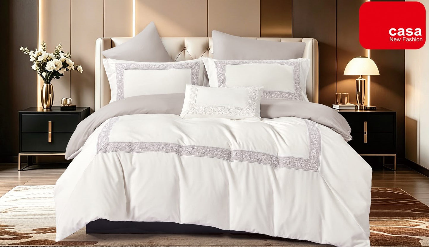 Lenjerie Luxury din Bumbac Finetat Superior, cu Broderie, 4 Piese-R11178