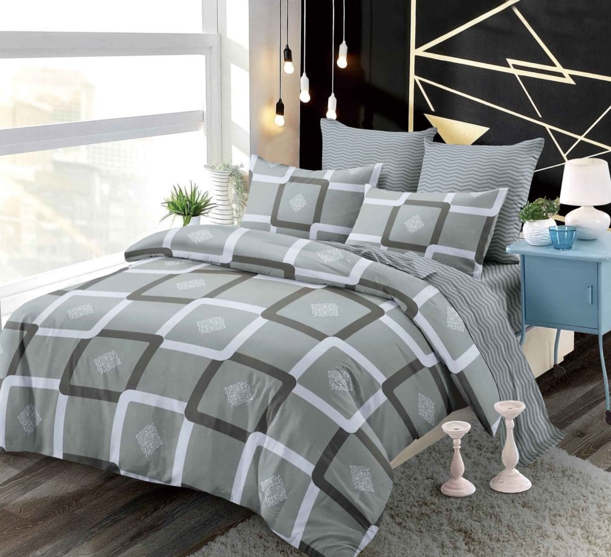 Lenjerie Pat Dublu din Finet Superior, 6 Piese, cu Elastic-P9382