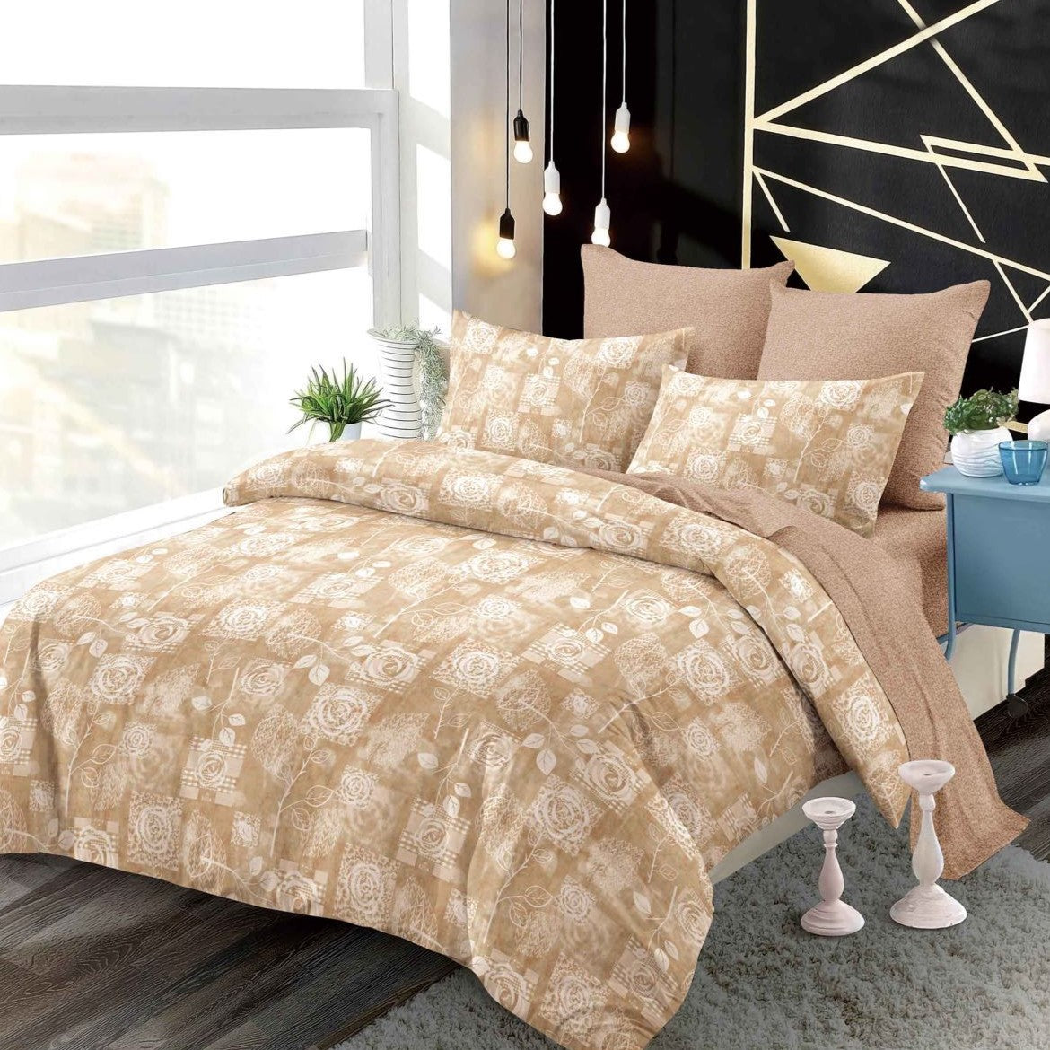 Lenjerie Pat Dublu din Finet Superior, 6 Piese, cu Elastic-P9393