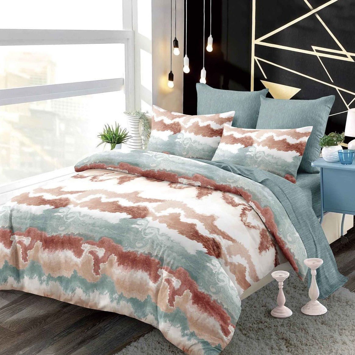 Lenjerie Pat Dublu din Finet Superior, 6 Piese, cu Elastic-P9394