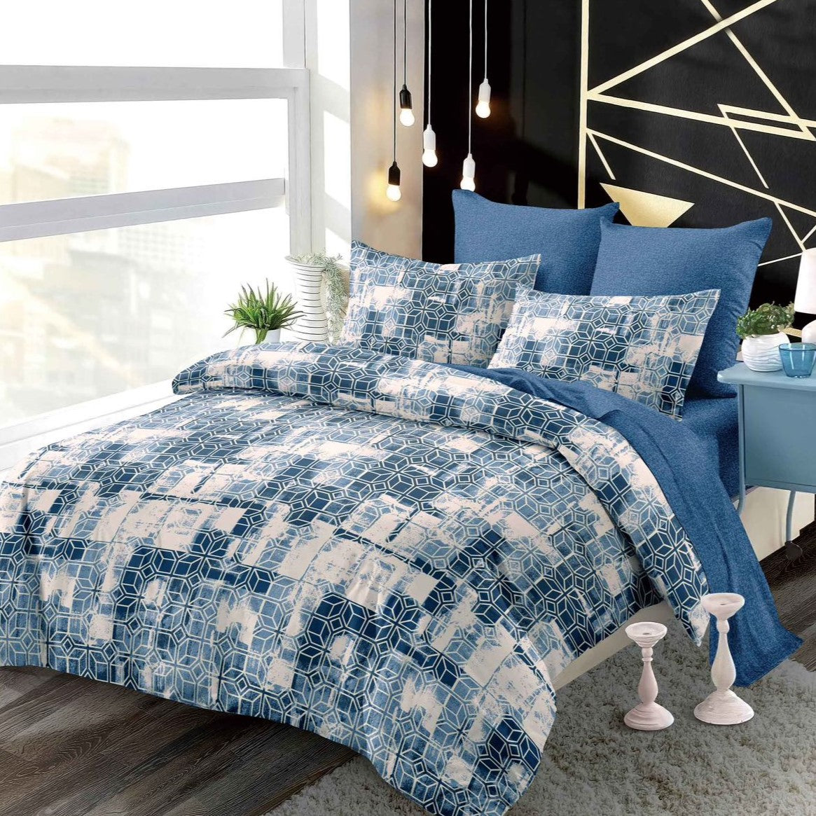 Lenjerie Pat Dublu din Finet Superior, 6 Piese, cu Elastic-P9399