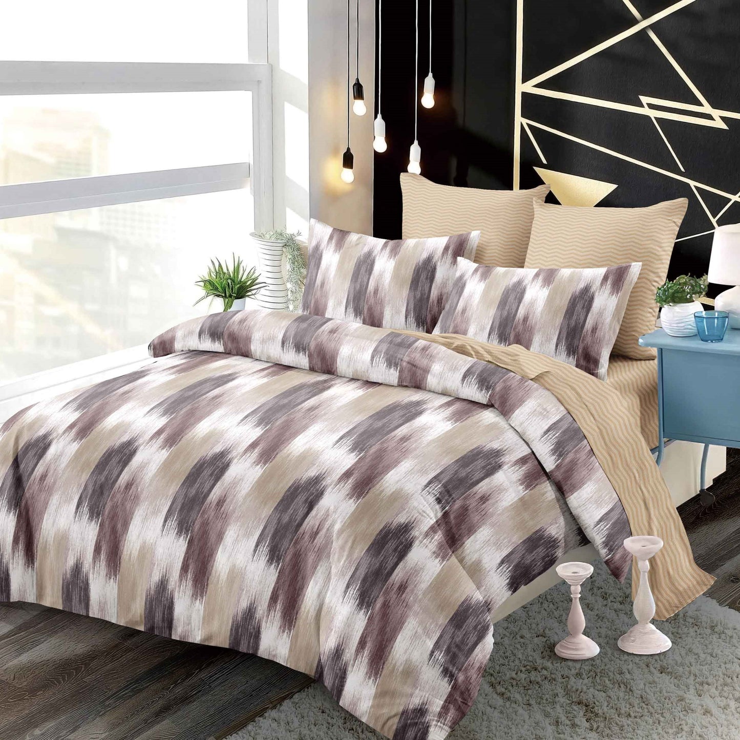 Lenjerie Pat Dublu din Finet Superior, 6 Piese, cu Elastic-P9411