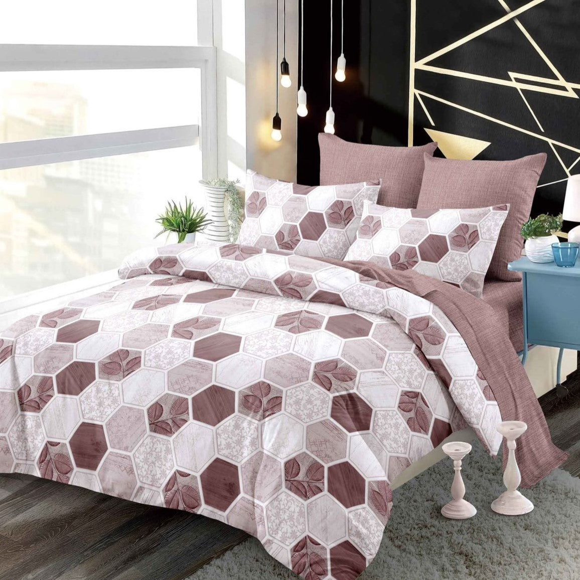 Lenjerie Pat Dublu din Finet Superior, 6 Piese, cu Elastic-P9414