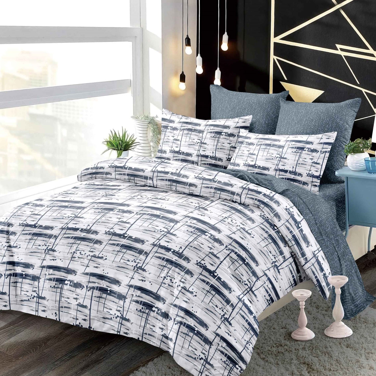 Lenjerie Pat Dublu din Finet Superior, 6 Piese, cu Elastic-P9427