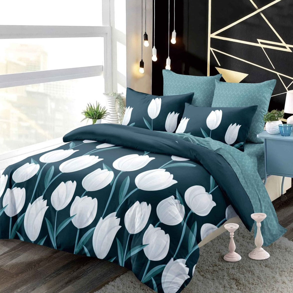 Lenjerie Pat Dublu din Finet Superior, 6 Piese, cu Elastic-P9367