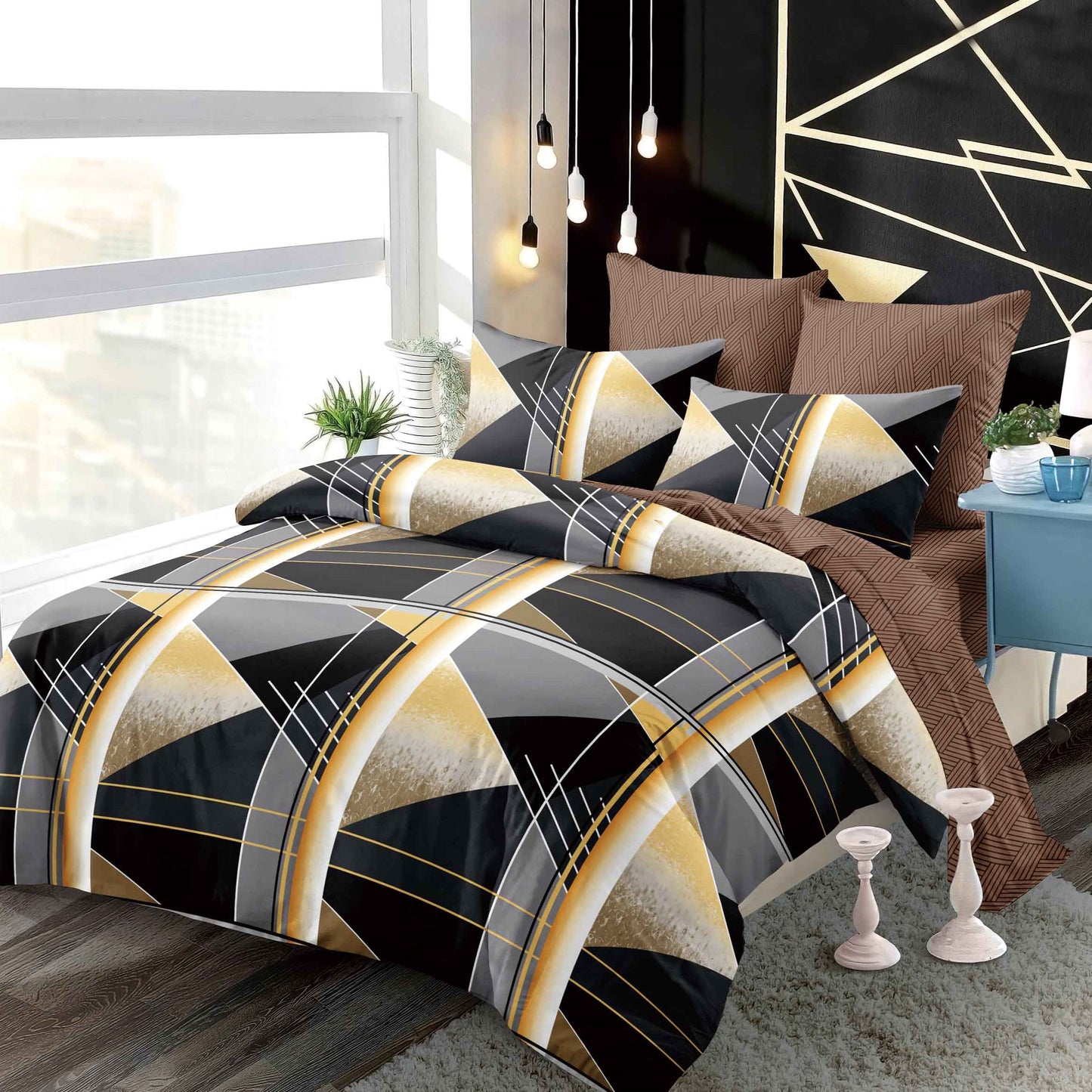 Lenjerie Pat Dublu din Finet Superior, 6 Piese, cu Elastic-P9372