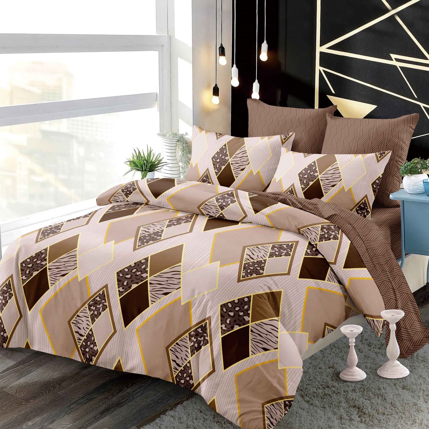 Lenjerie Pat Dublu din Finet Superior, 6 Piese, cu Elastic-P9374