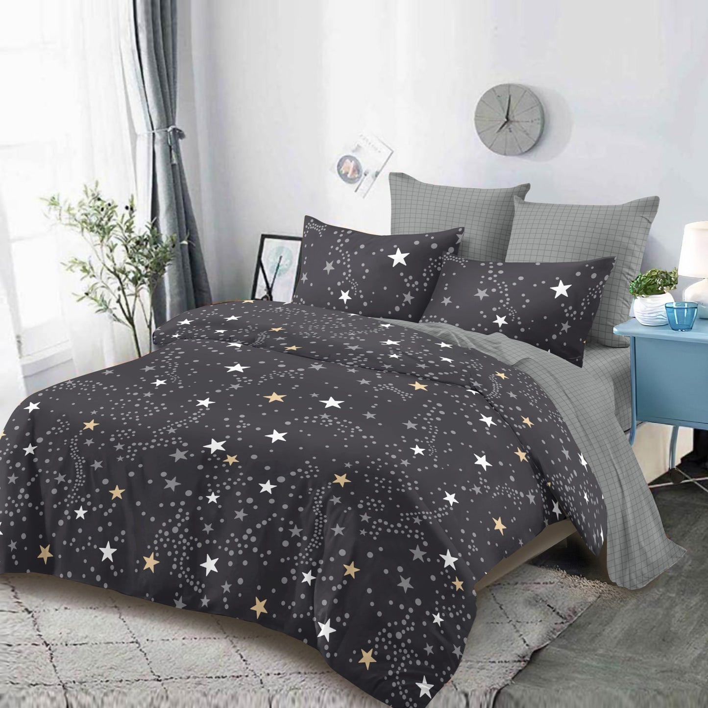 Lenjerie Pat Dublu din Finet Superior, 6 Piese, cu Elastic-P9433