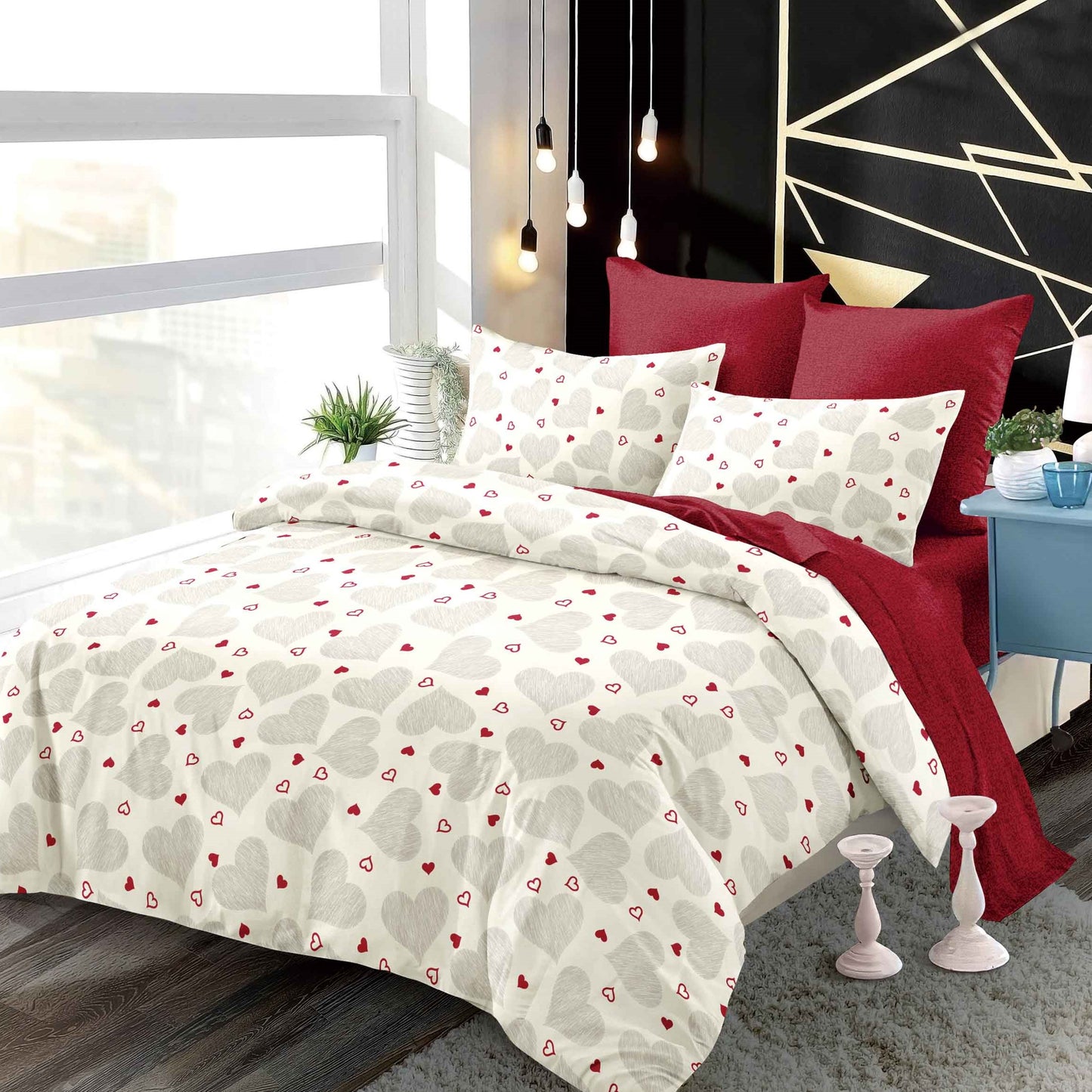 Lenjerie Pat Dublu din Finet Superior, 6 Piese, cu Elastic-P9447