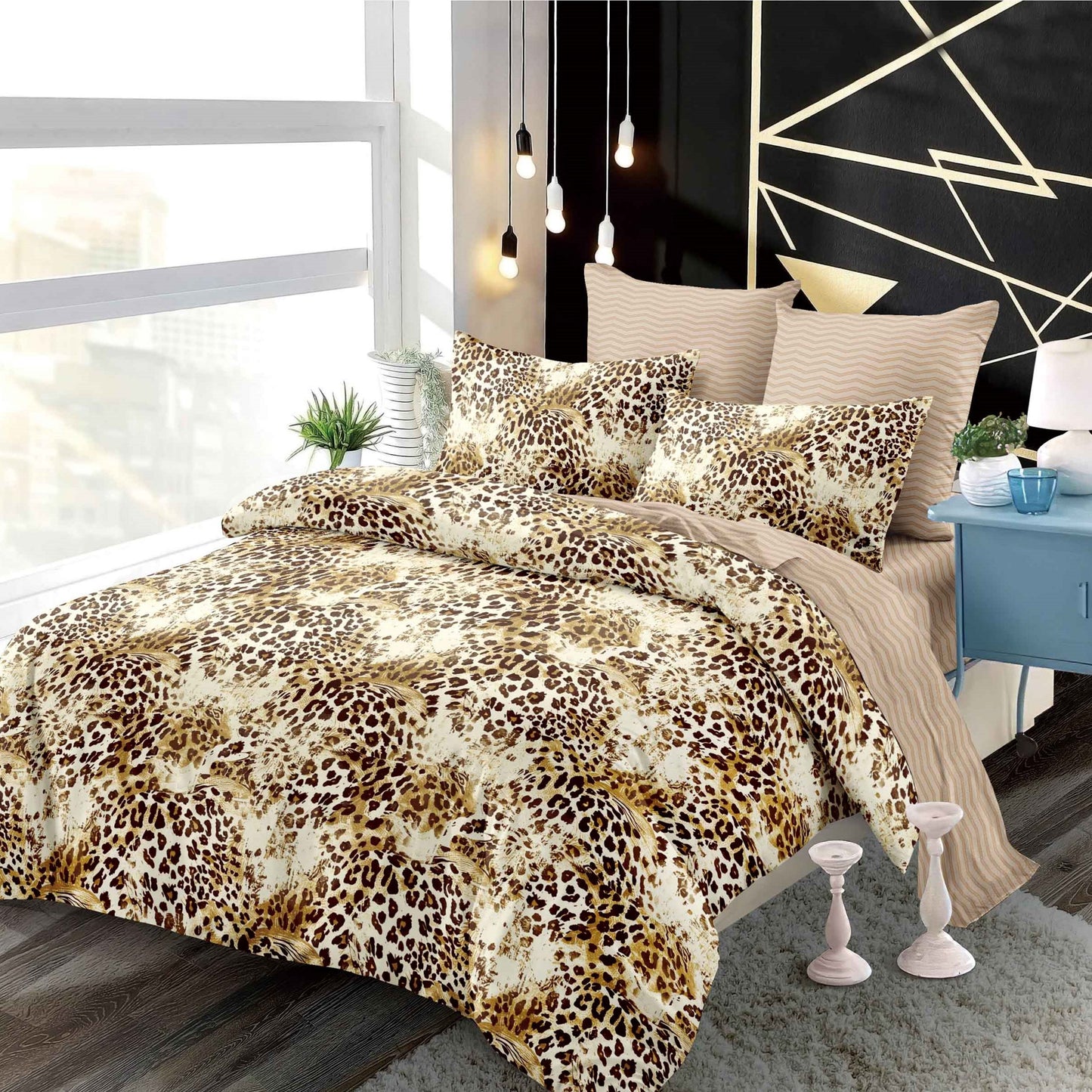 Lenjerie Pat Dublu din Finet Superior, 6 Piese, cu Elastic-P9448