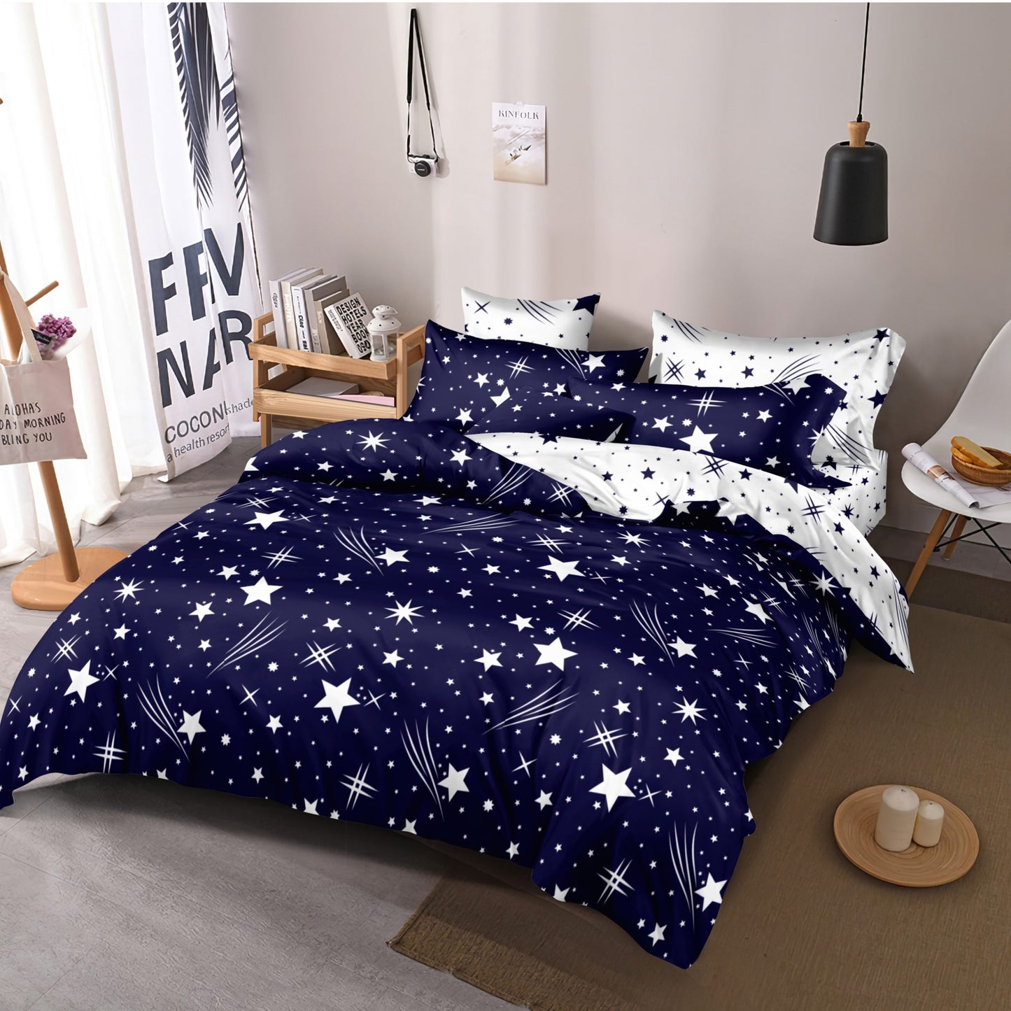 Lenjerie Pat Dublu din Finet Superior, 6 Piese, cu Elastic-P9449