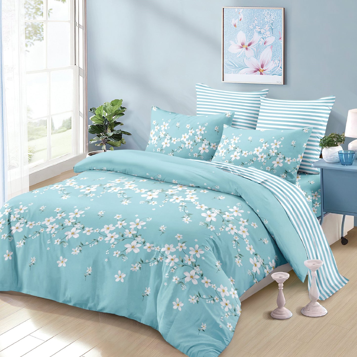 Lenjerie Pat Dublu din Finet Superior, 6 Piese, cu Elastic-P9452