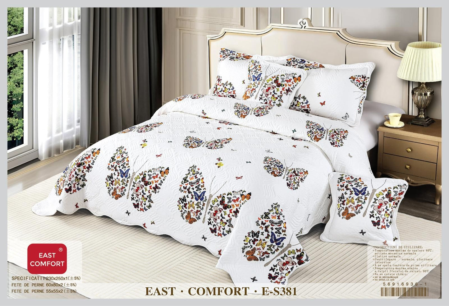 Cuvertura 5 piese din Bumbac Finetat, Fluturi-D8676