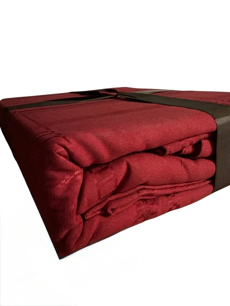 Lenjerie Luxury din Jacquard Premium De Lux, 6 Piese, Burgundy-CF10568