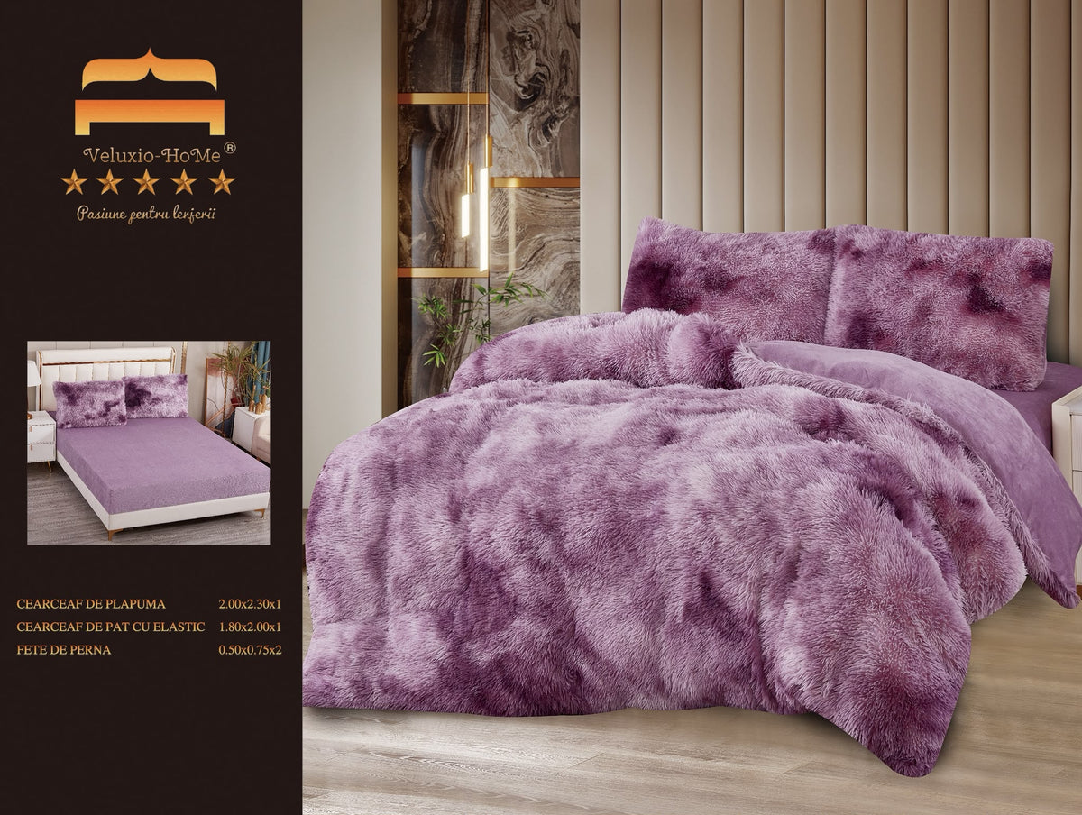 Lenjerie Cocolino Fluffy Pufoasa, cu Elastic, 4 Piese, Lila Degrade-M10320