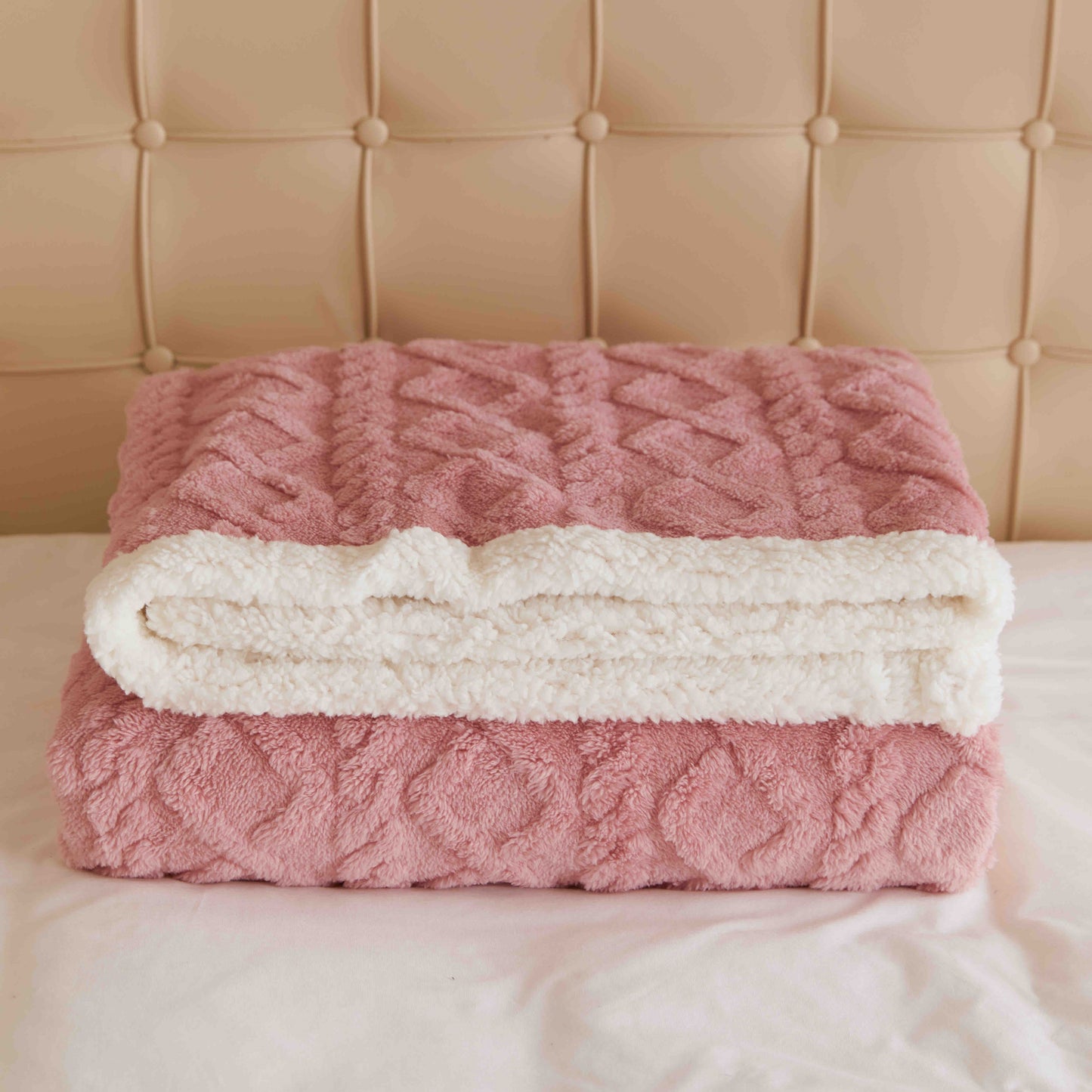 Patura Cocolino Tip Tricotaj, Cu Blanita, 200x230cm, Roz-C9238