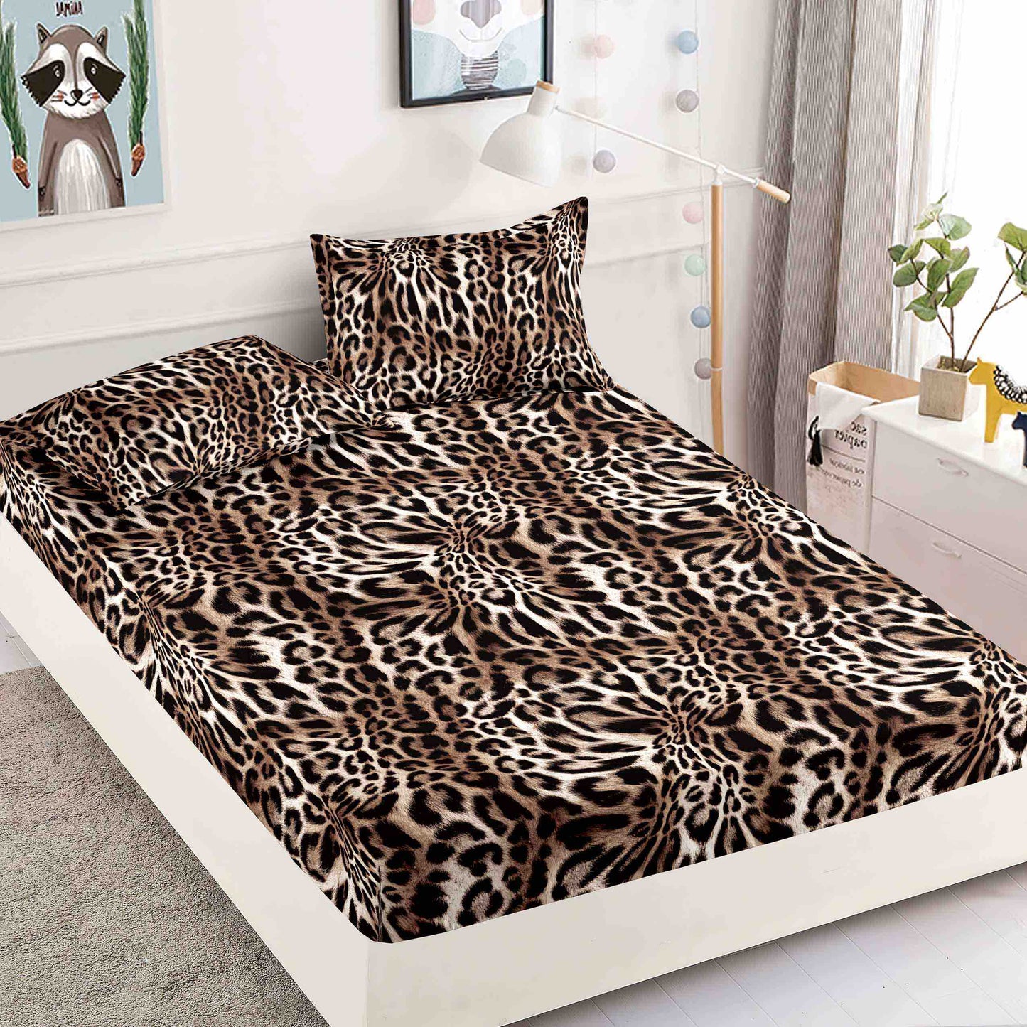 Husa de Pat cu Elastic, Finet, Pat 1 Persoana, Animal Print-C10438