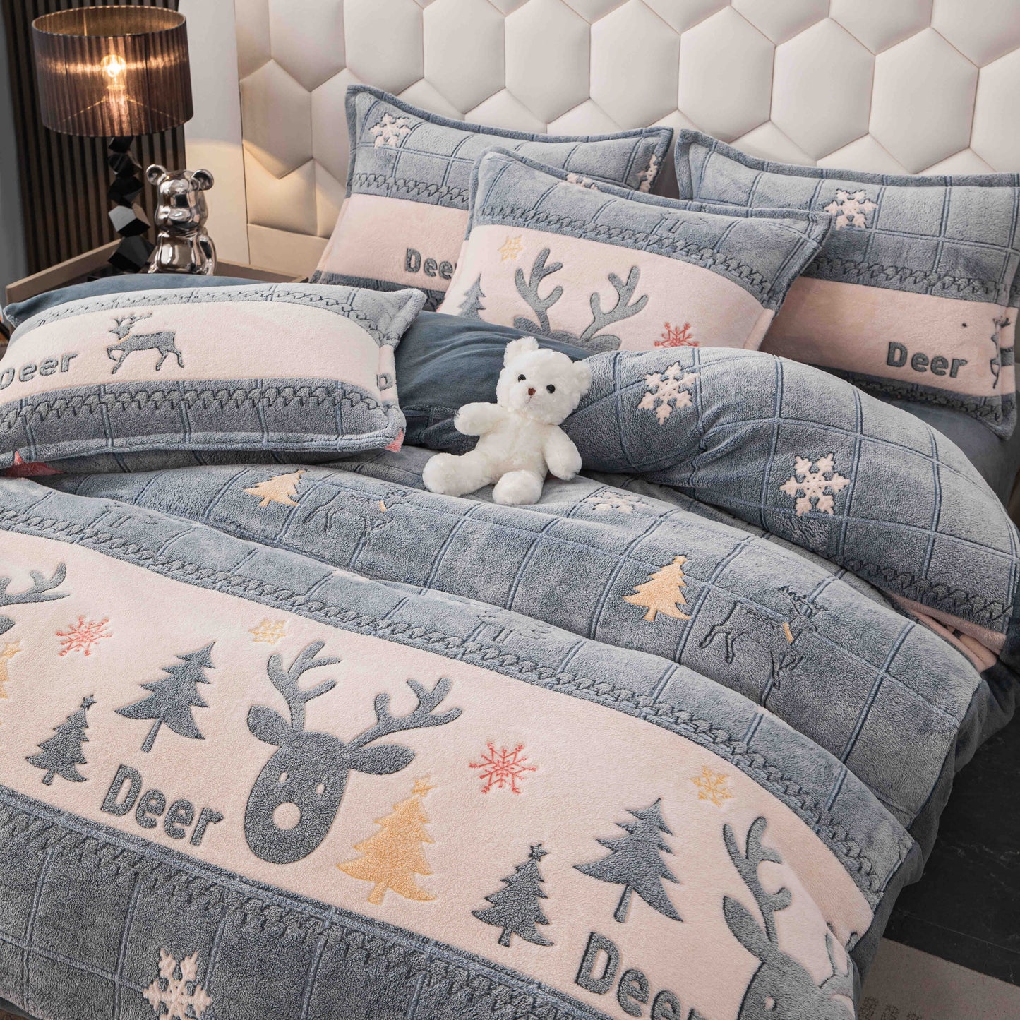 Lenjerie Cocolino 4 Piese cu Elastic, Pat Dublu, Reni-C9345