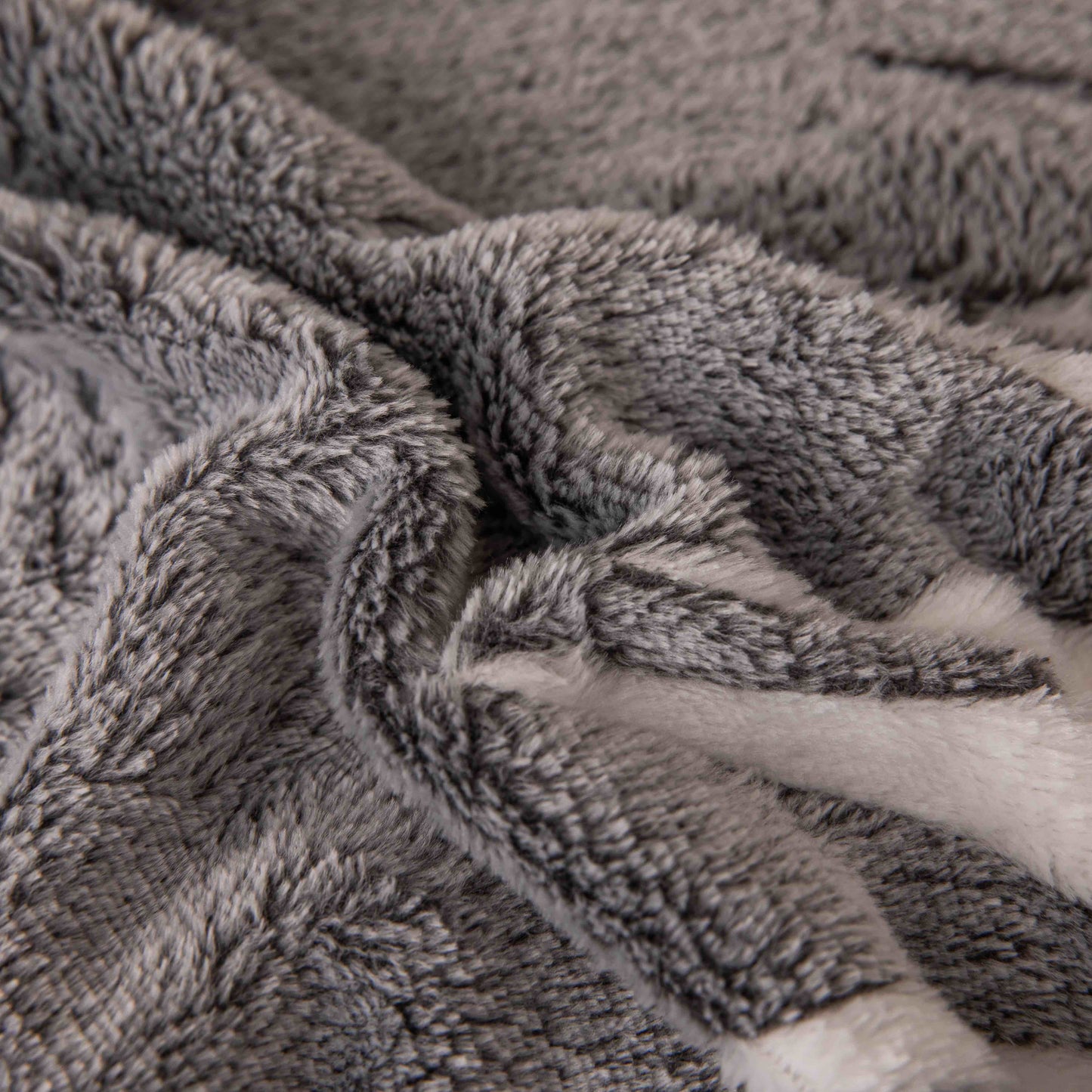 Lenjerie Cocolino 4 Piese cu Elastic, Pat Dublu, Gri/Ferigi-C9346