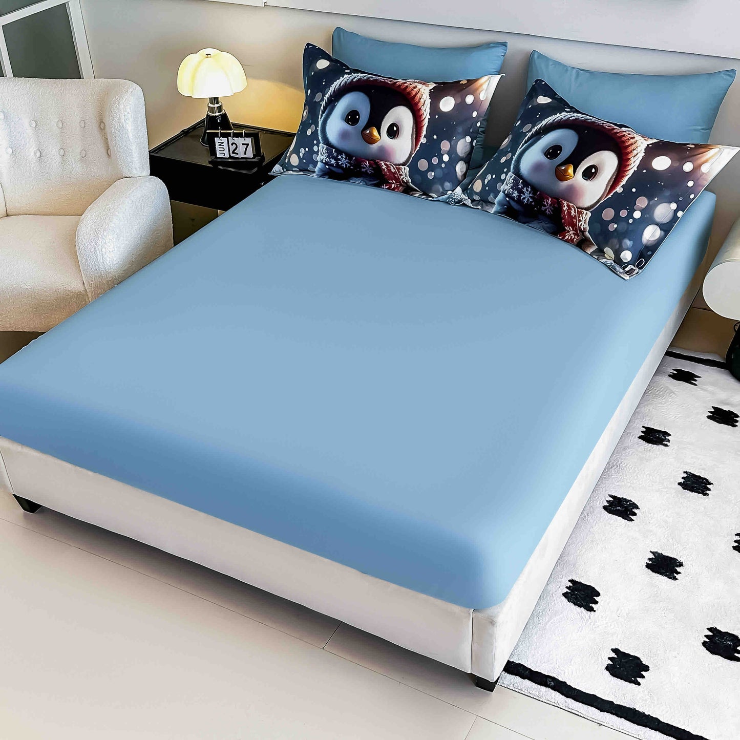 Lenjerie 5D Finet 6 Piese, cu Elastic, Imprimeu Digital Identic cu Poza, Pinguin-C9655
