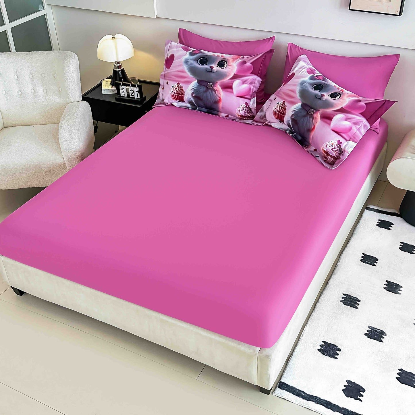 Lenjerie 5D Finet 6 Piese, cu Elastic, Imprimeu Digital Identic cu Poza, Pisicuta-C9670