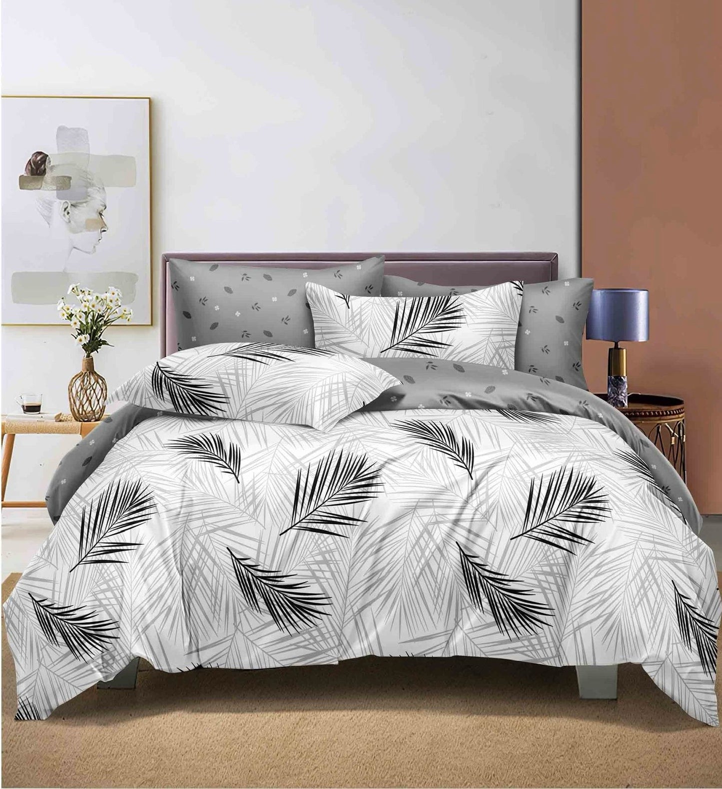 Lenjerie Pat Dublu din Finet, 6 Piese, Ferigi-D9137