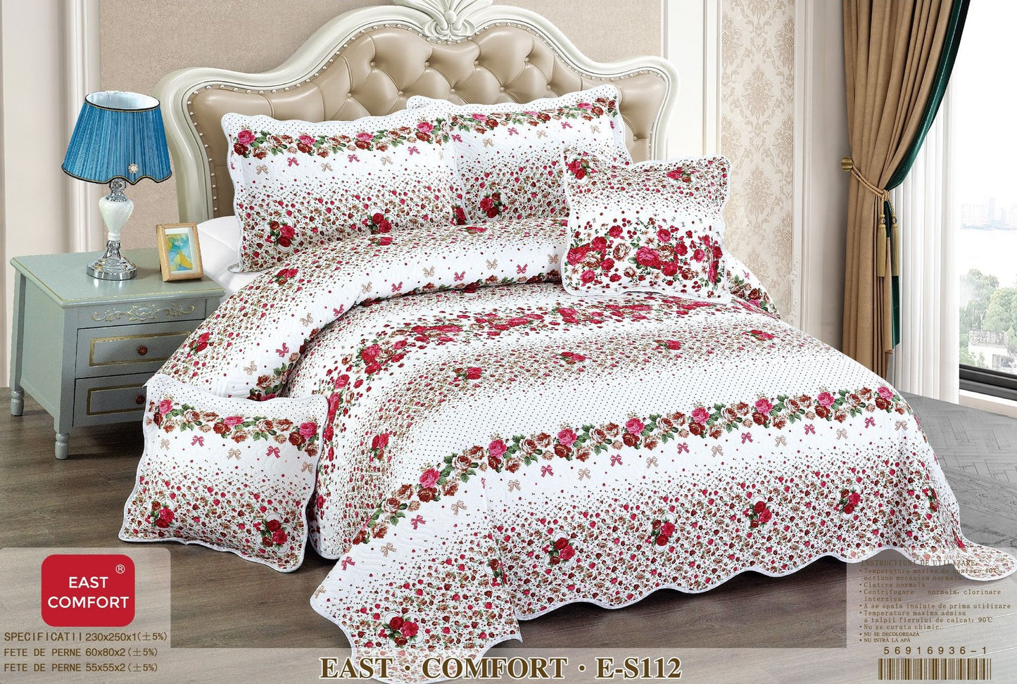 Cuvertura 5 piese din Bumbac Finetat, Floricele-D8879