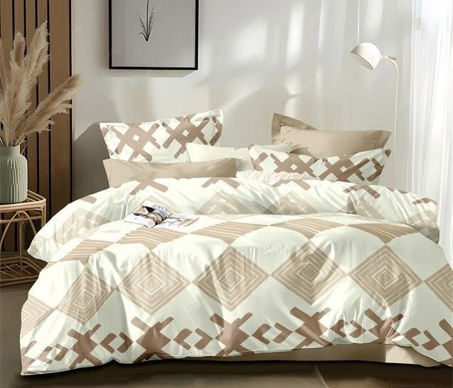 Lenjerie Pat Dublu din Finet, 6 Piese, Bej/Crem-D9138