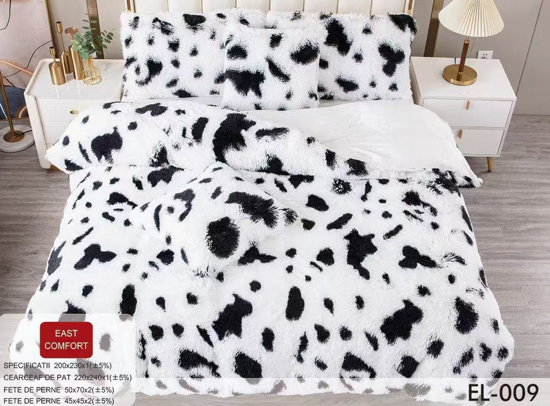 Lenjerie Cocolino Fluffy Pufoasa, 6 Piese, Alb/Negru-D8898