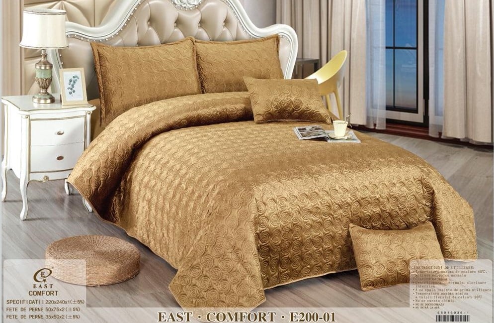 Cuvertura 5 Piese, Matlasata, din Catifea-D3435