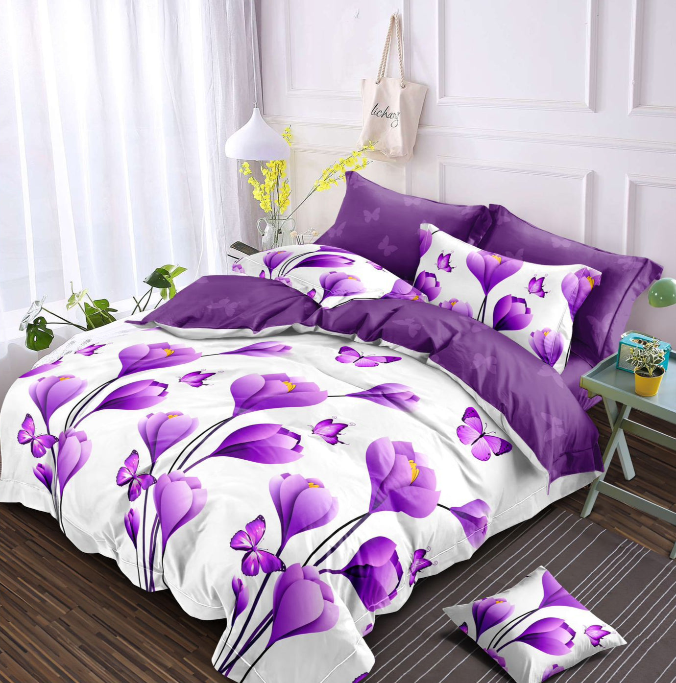 Lenjerie Pat Dublu din Finet Superior, 6 Piese, cu Elastic-YO9596