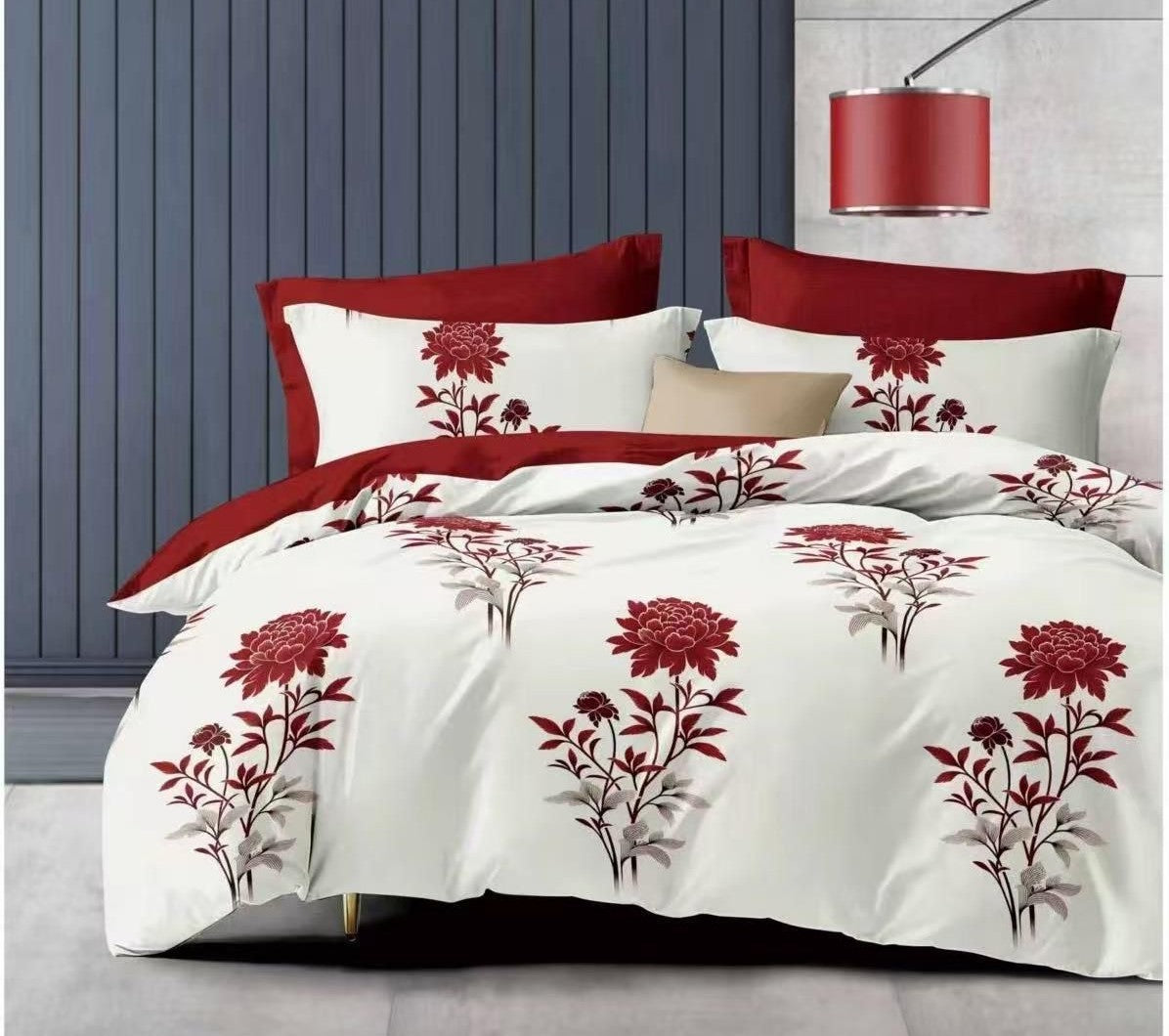 Lenjerie Pat Dublu din Finet, 6 Piese, Flori-D9144