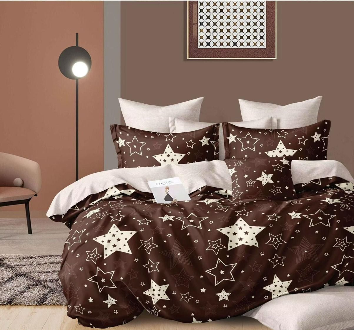 Lenjerie Pat Dublu din Finet, 6 Piese, Stele-D9898